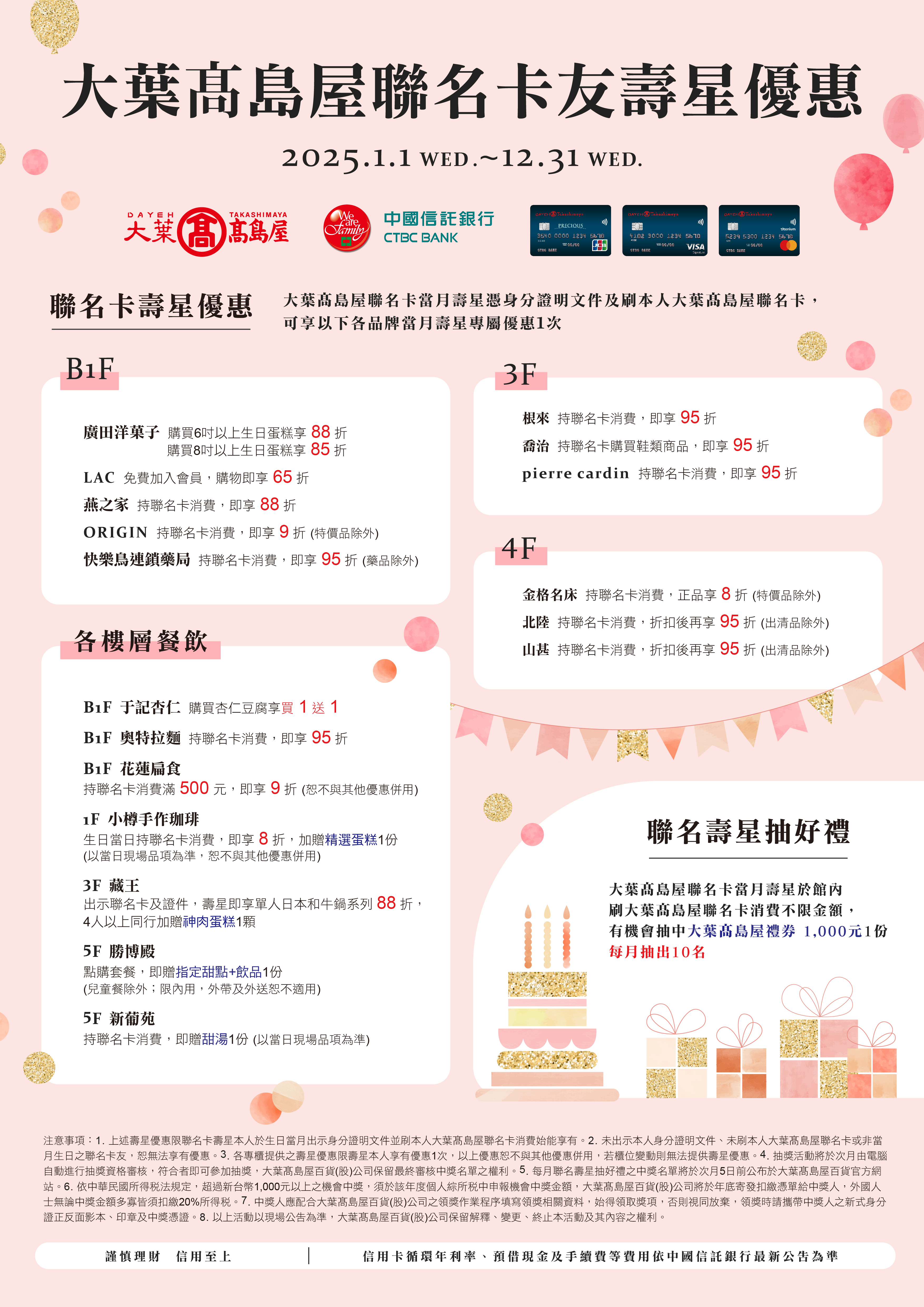 聯名卡壽星優惠